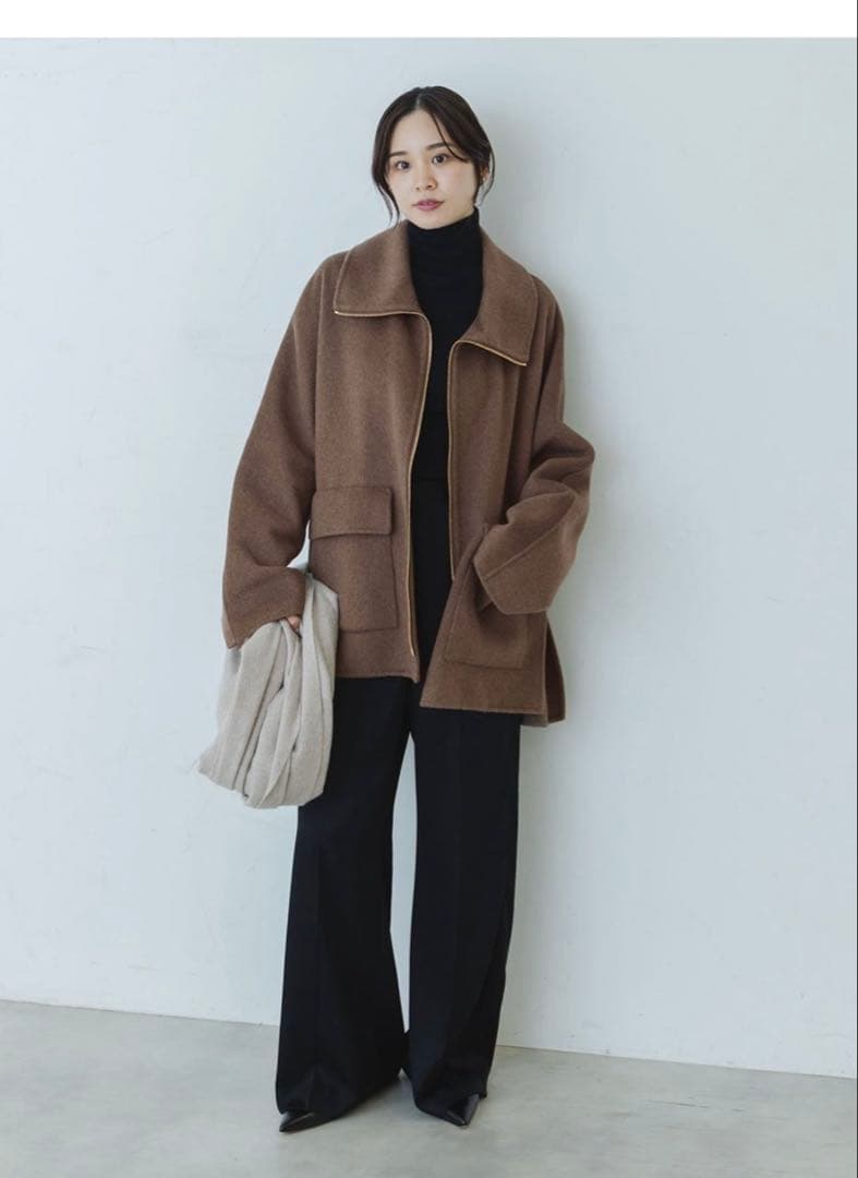 NOBLE ノーブル　リバー　ジップ　コート　ブルゾン　36 ブラウン