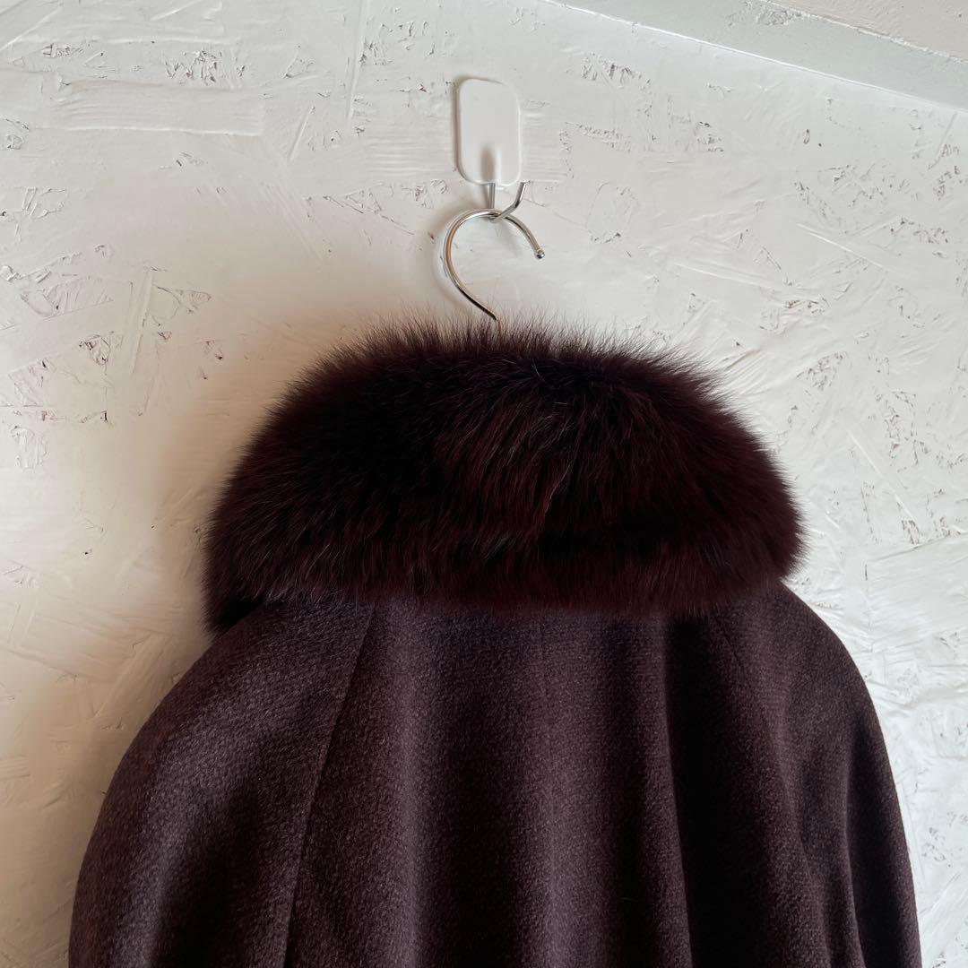 カシミヤ100%【BALMAIN】ウールロングコート　ステンカラーコート　9