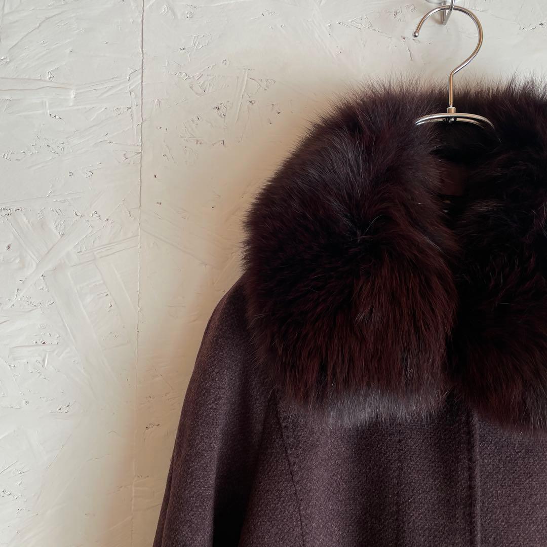 カシミヤ100%【BALMAIN】ウールロングコート　ステンカラーコート　9