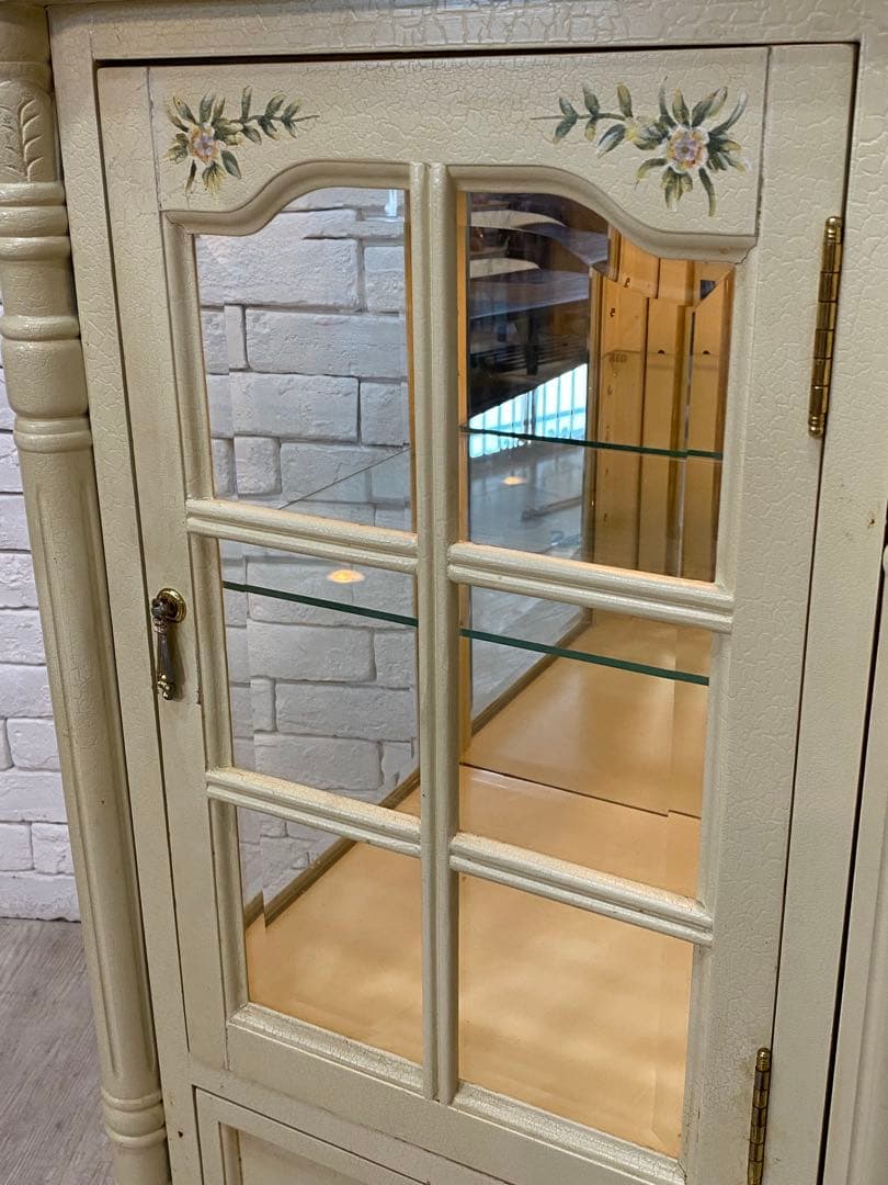 【東京都内23区配送無料】ショーケース　ガラス　キュリオ　ロココ　アンティーク