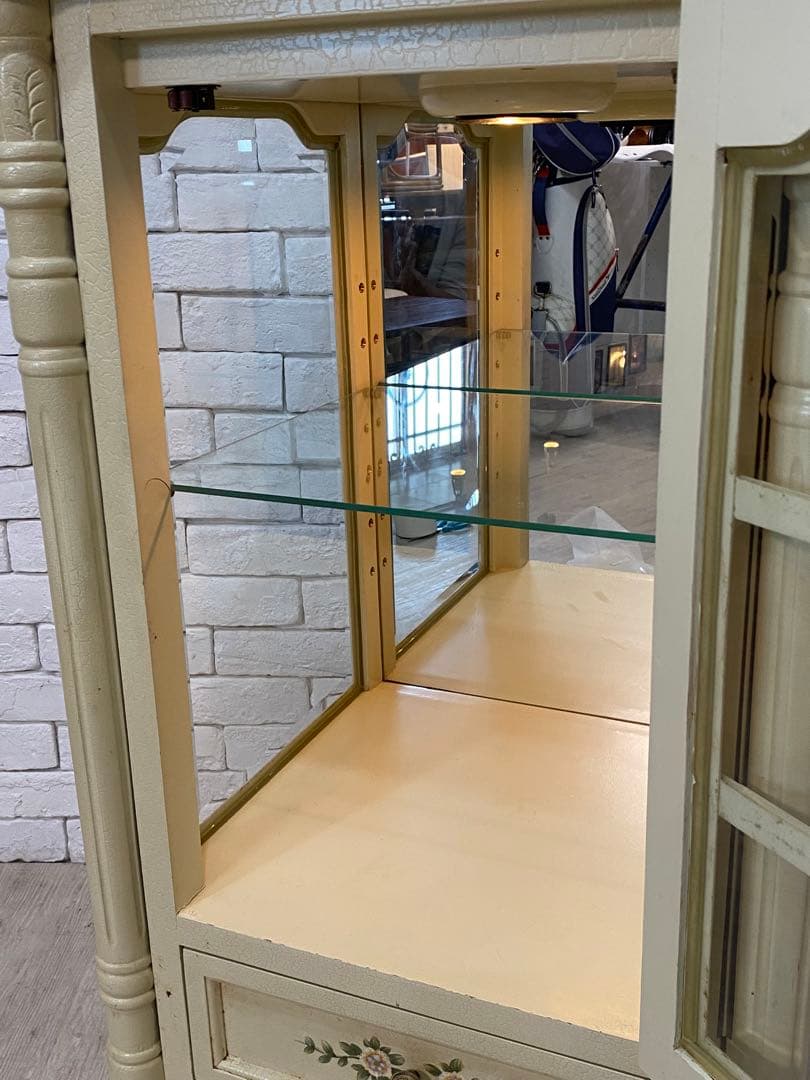 【東京都内23区配送無料】ショーケース　ガラス　キュリオ　ロココ　アンティーク