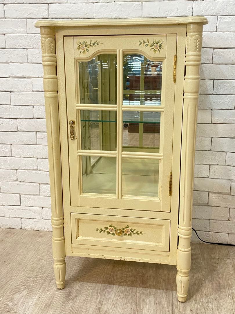 【東京都内23区配送無料】ショーケース　ガラス　キュリオ　ロココ　アンティーク