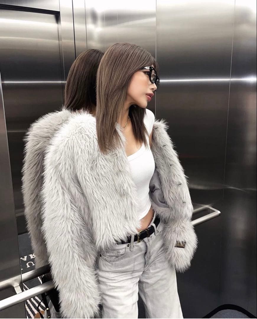 DIANTE PREMIUM ECO FUR JACKET グレー系 FREE