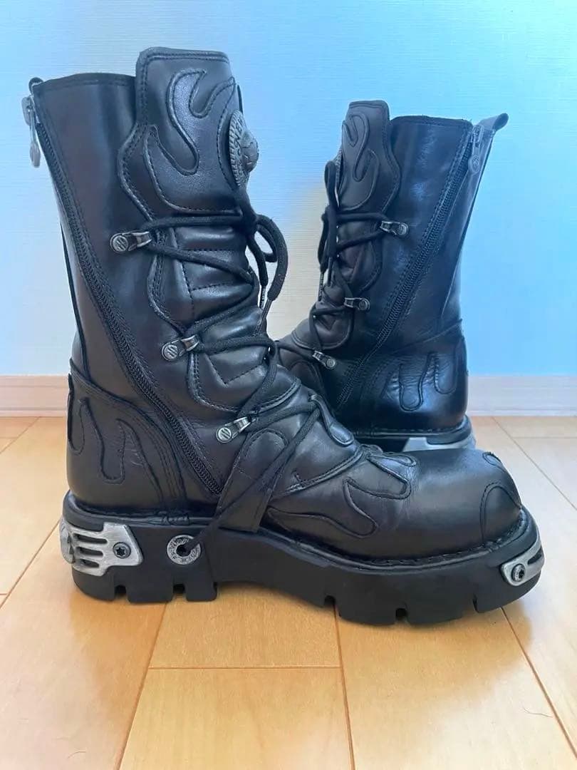 【完品】NEWROCK ファイヤーパターンブーツ サイズ42