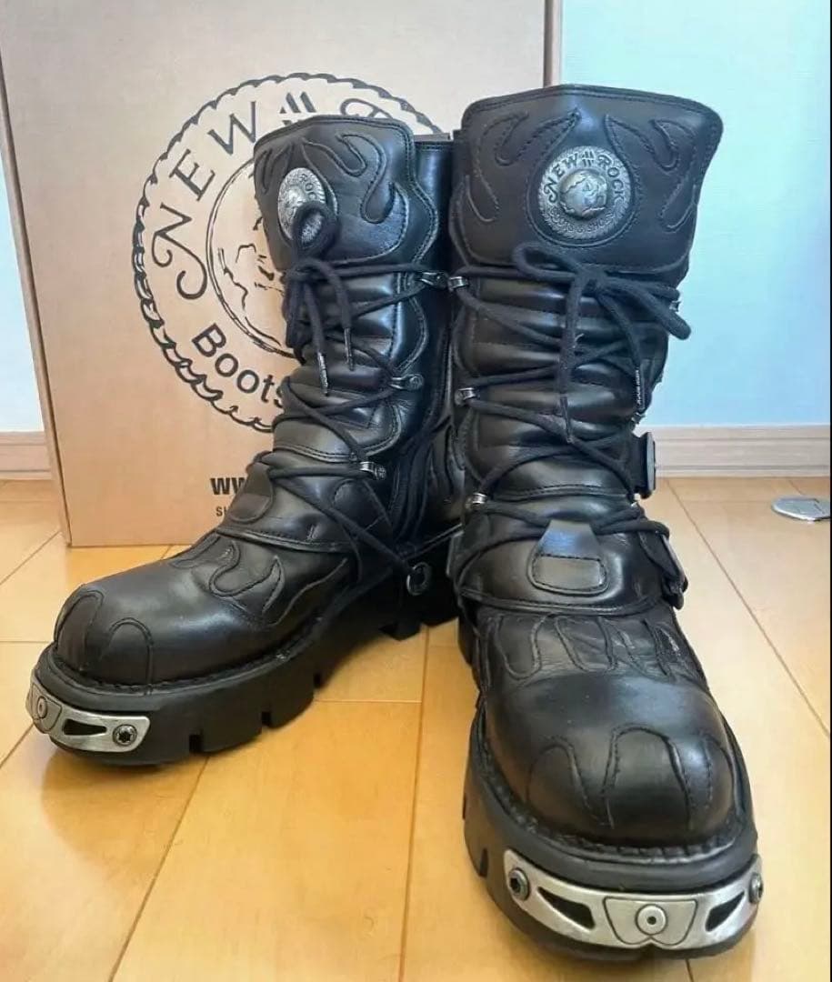 【完品】NEWROCK ファイヤーパターンブーツ サイズ42