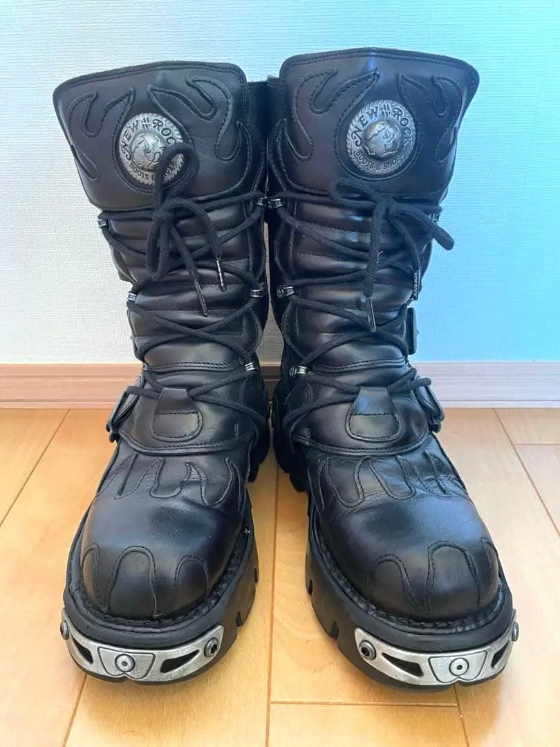 【完品】NEWROCK ファイヤーパターンブーツ サイズ42