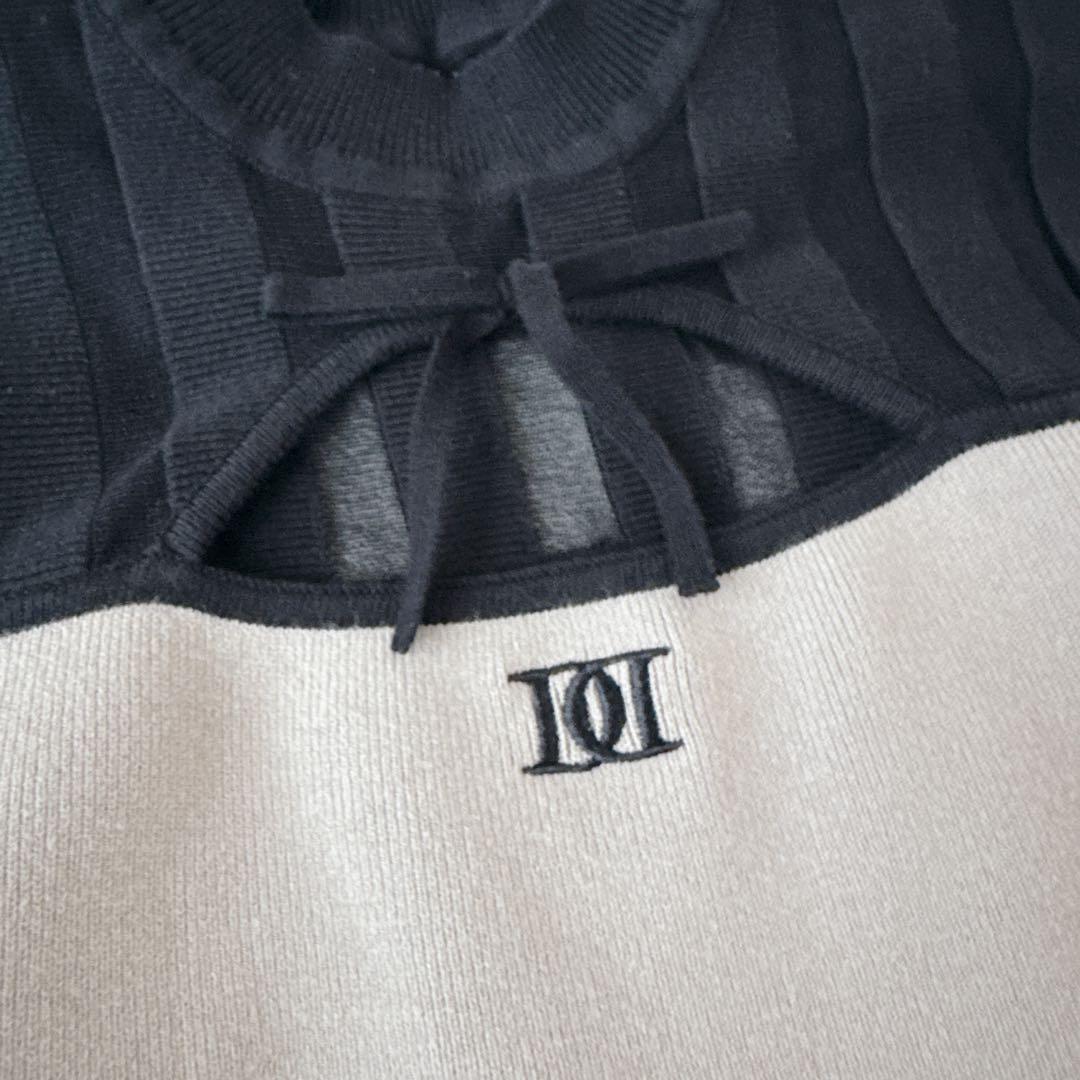 新品級✨ダーリッチ バイカラーデザインニットロングワンピース ロゴ