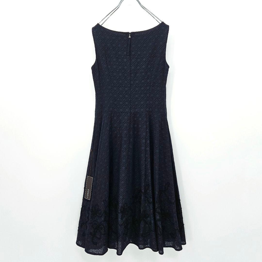 【新品未使用】フォクシー　カトレア　ワンピース　刺繍　近年　刺繍　ネイビー 38