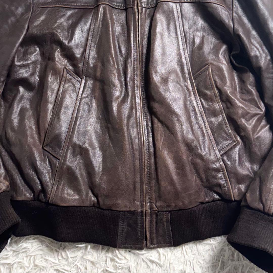 90s REDSKINS バッファローレザー フライトJKT 刺繍ロゴ　XL