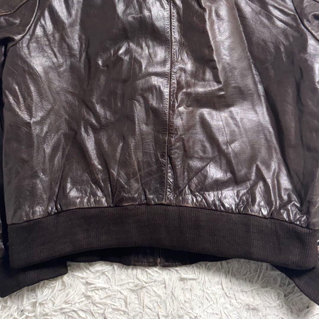 90s REDSKINS バッファローレザー フライトJKT 刺繍ロゴ　XL