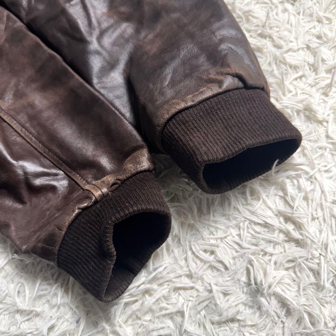 90s REDSKINS バッファローレザー フライトJKT 刺繍ロゴ　XL