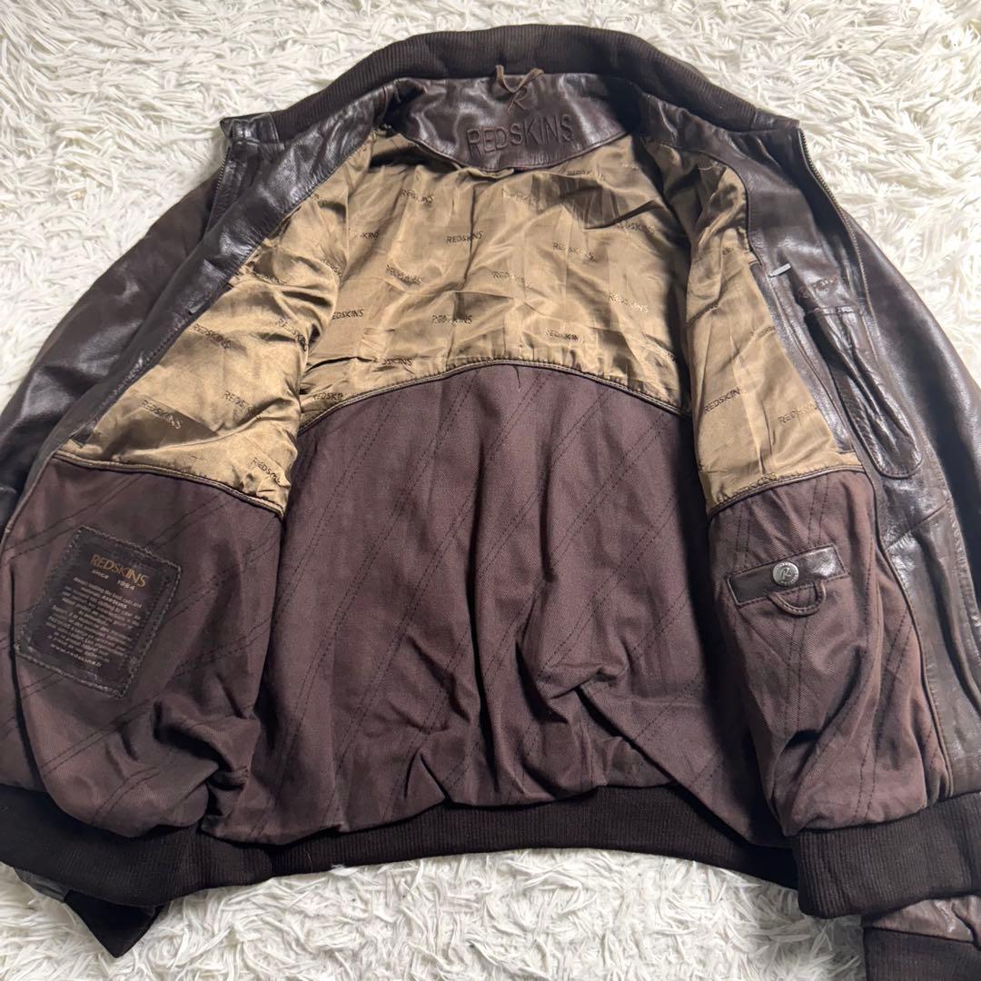 90s REDSKINS バッファローレザー フライトJKT 刺繍ロゴ　XL