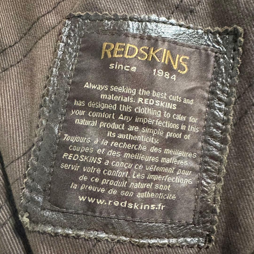 90s REDSKINS バッファローレザー フライトJKT 刺繍ロゴ　XL