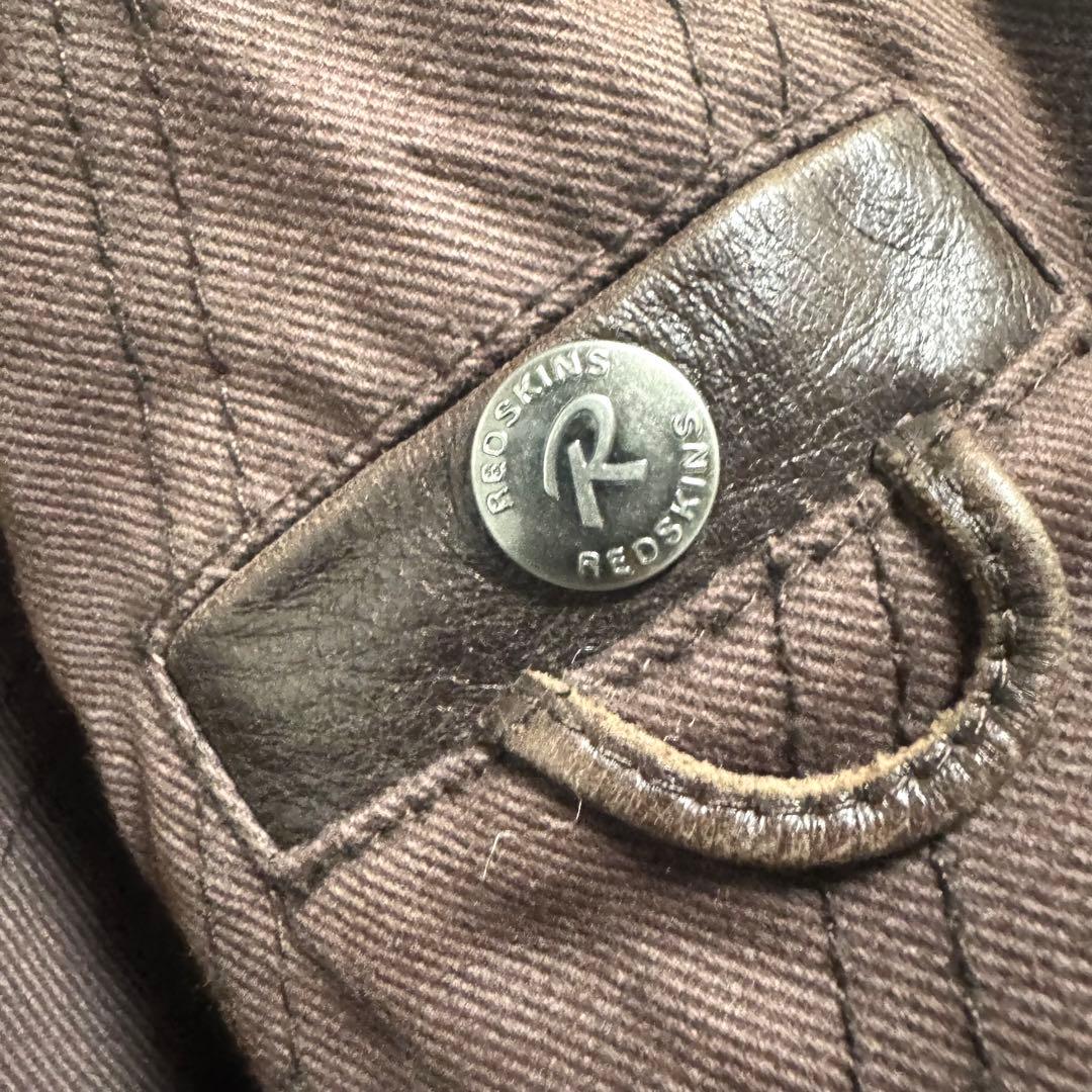 90s REDSKINS バッファローレザー フライトJKT 刺繍ロゴ　XL