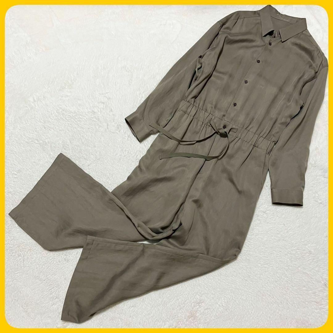 未使用級 FRAMeWORK 24年 リネン混 オールインワン シャツ 38 紐