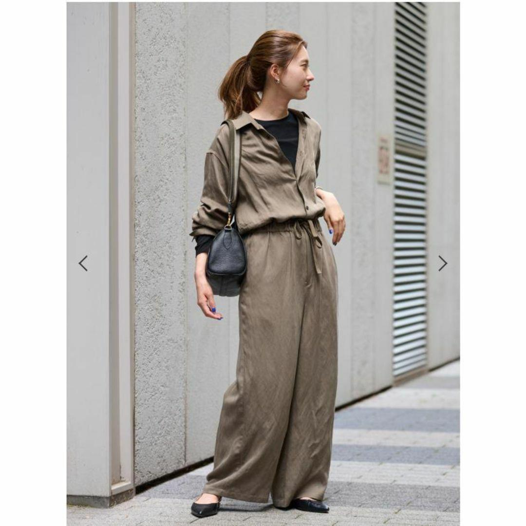 未使用級 FRAMeWORK 24年 リネン混 オールインワン シャツ 38 紐