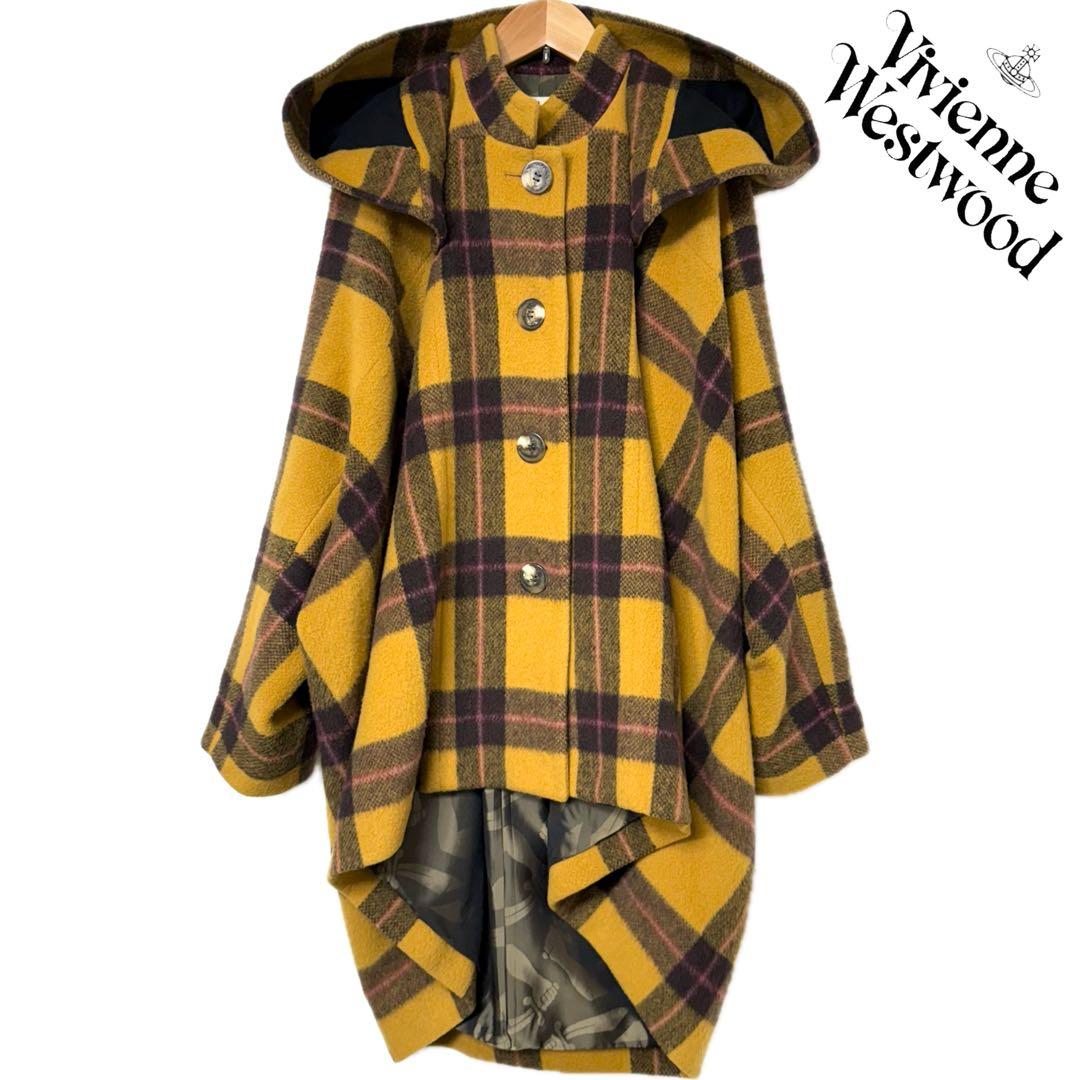 Vivienne Westwood 魔女フード チェック柄 ウール コート 38