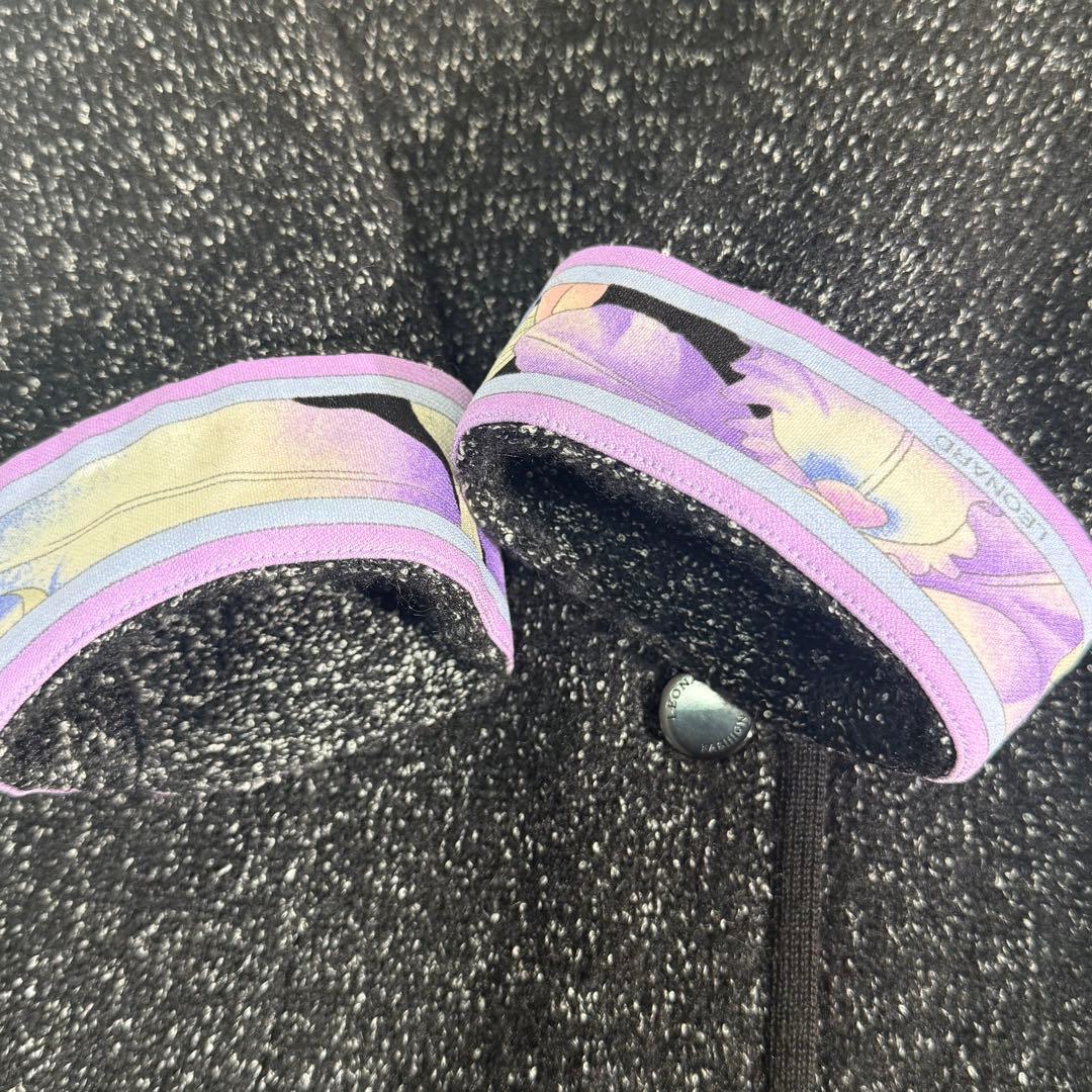 美品　LEONARD トリム　アルパカ　ウール　ノーカラーロングコート