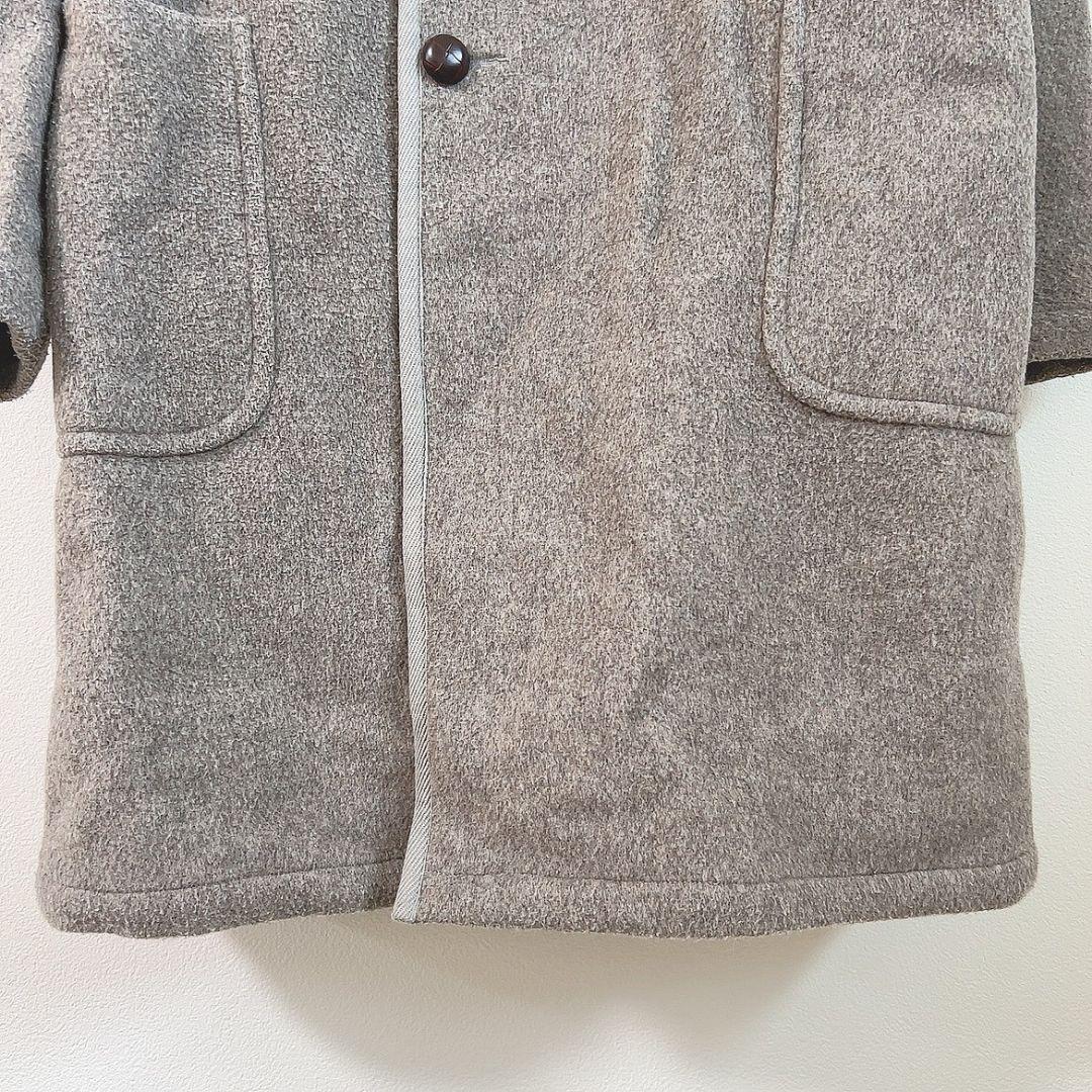 【S】 ダントン ロングコート ウールモッサ フード付き くるみボタン ベージュ