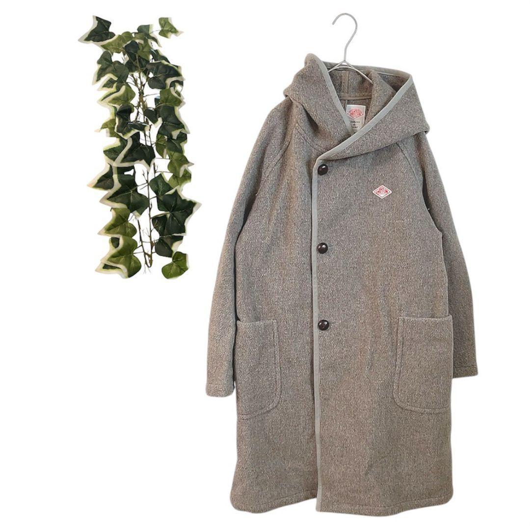 【S】 ダントン ロングコート ウールモッサ フード付き くるみボタン ベージュ