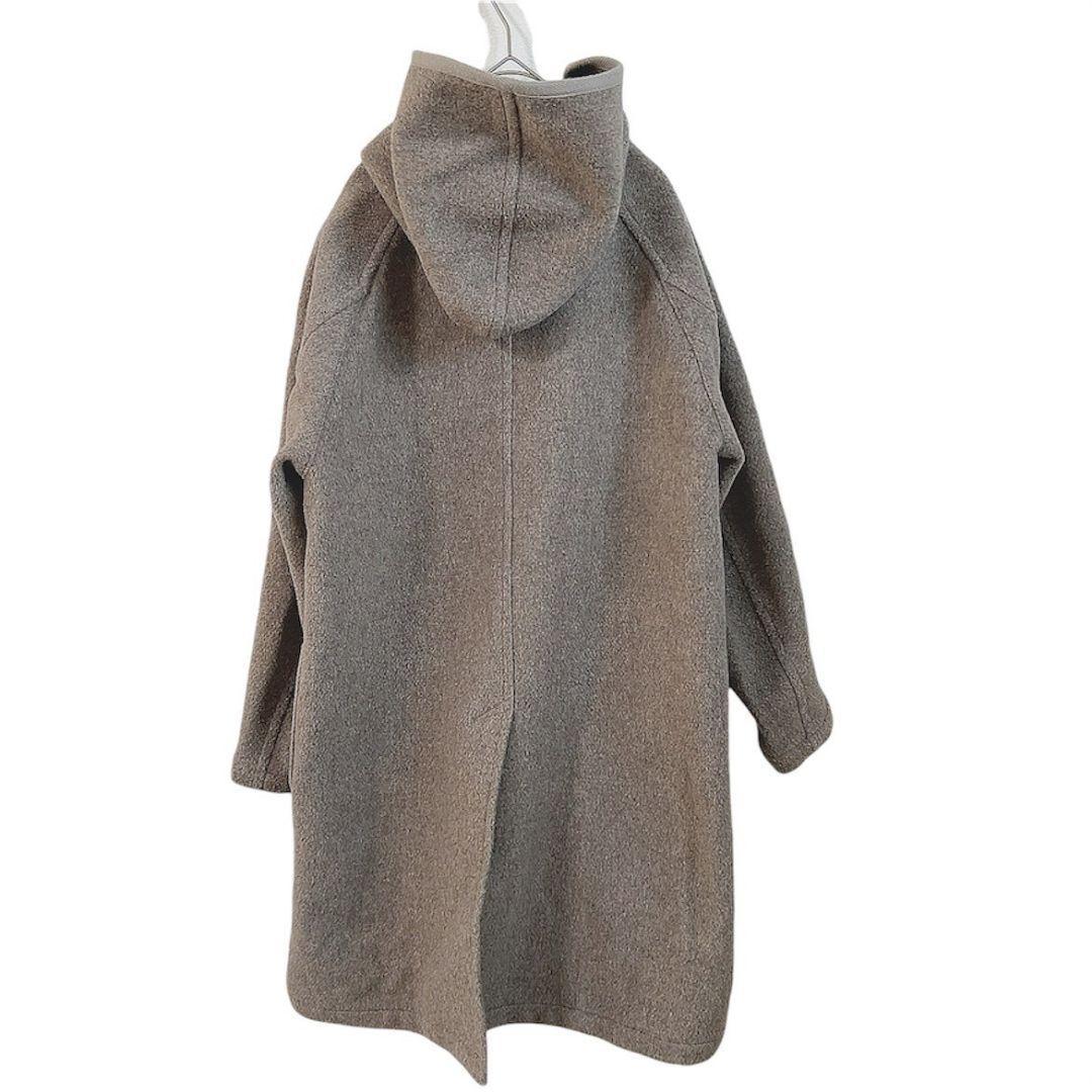 【S】 ダントン ロングコート ウールモッサ フード付き くるみボタン ベージュ