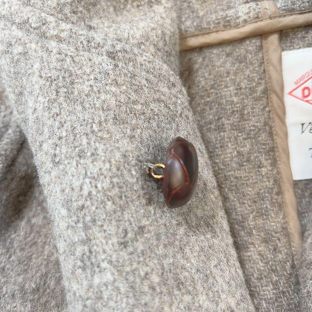 【S】 ダントン ロングコート ウールモッサ フード付き くるみボタン ベージュ