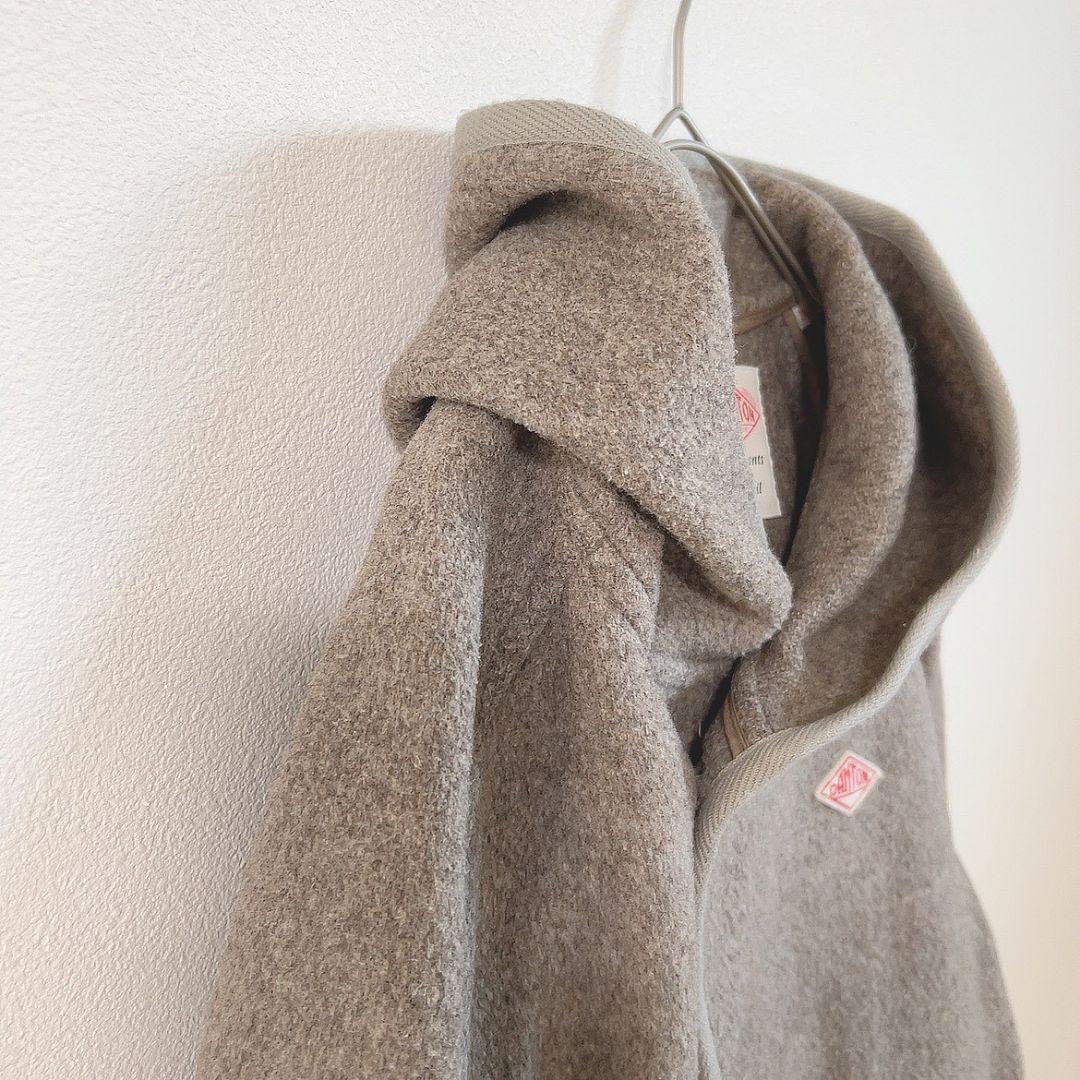 【S】 ダントン ロングコート ウールモッサ フード付き くるみボタン ベージュ