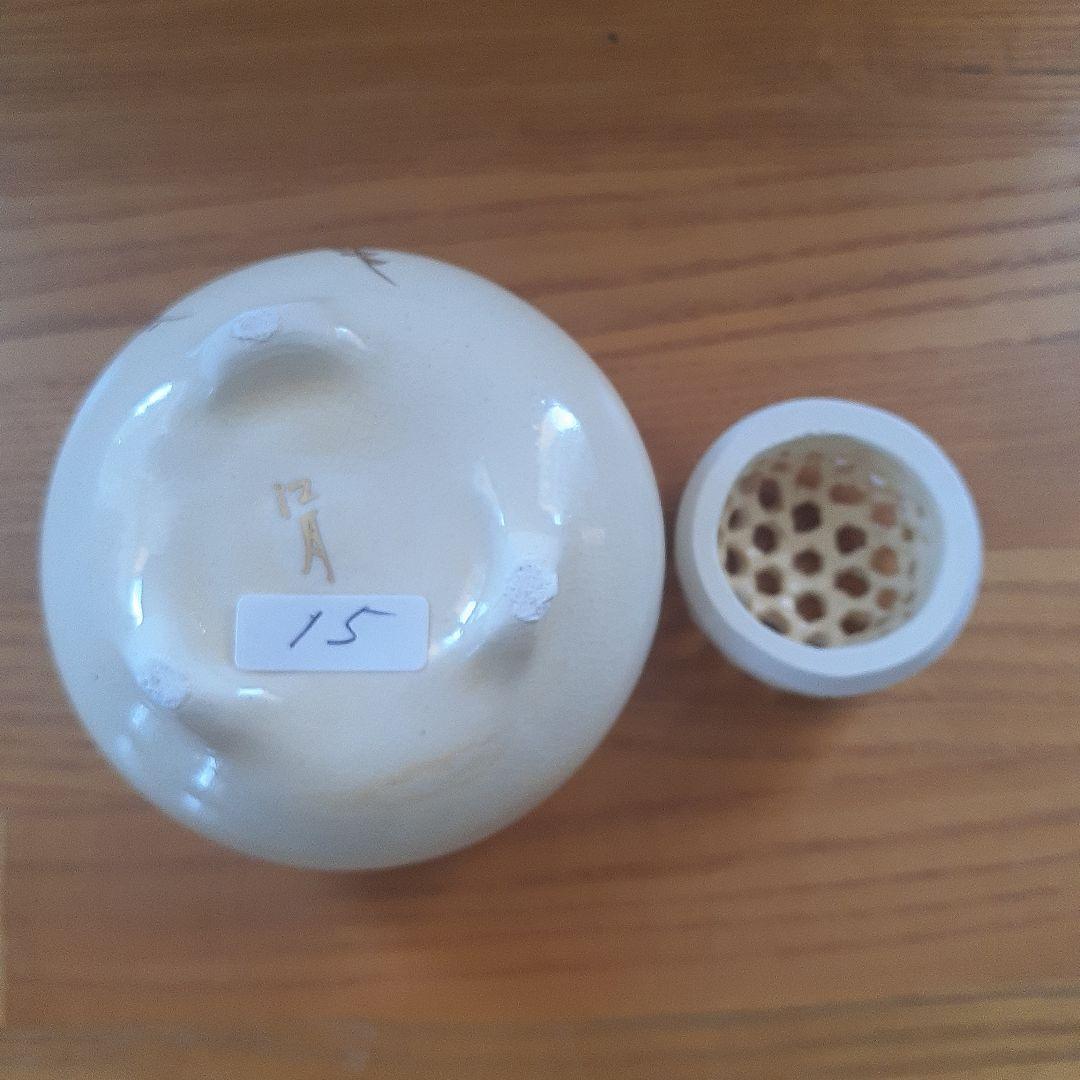 薩摩焼江月窯新妻守作　花柄香炉 陶器製 木箱付き