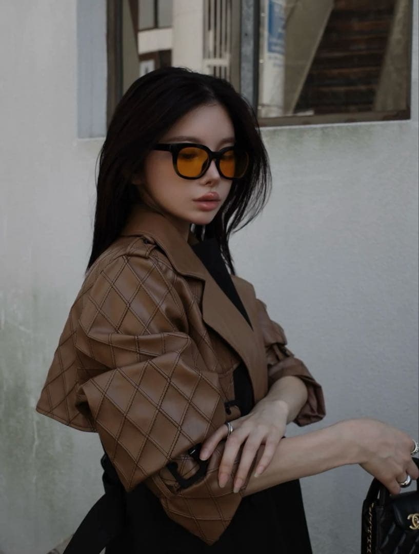 断捨離女子 Darich バイカラーレザーレイヤードトレンチコート