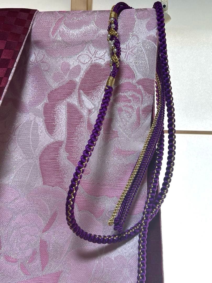【美品】華やかな紫色の振袖　1度使用　足袋（未使用）