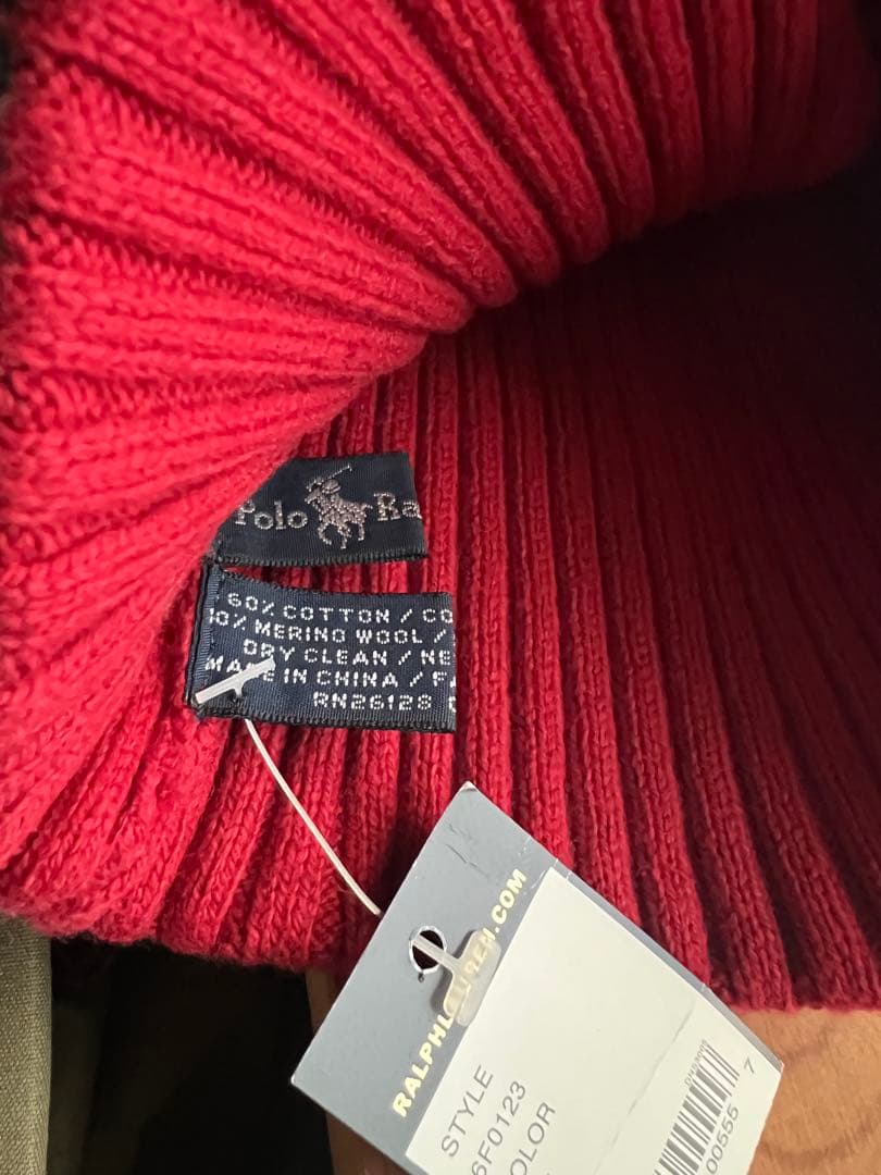 Polo Ralph Lauren ポロベア刺繍 ニット帽 レッド