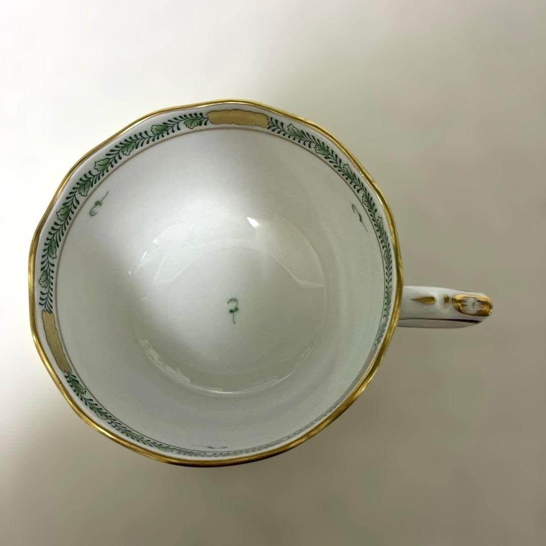【未使用】ヘレンド　アポニーグリーン　ティーカップ＆ソーサー&デザートプレート