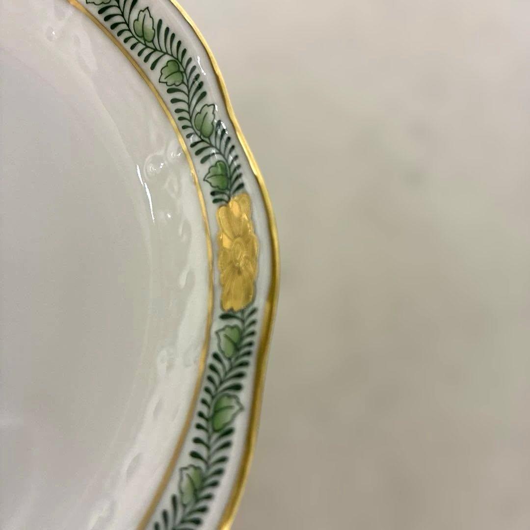 【未使用】ヘレンド　アポニーグリーン　ティーカップ＆ソーサー&デザートプレート