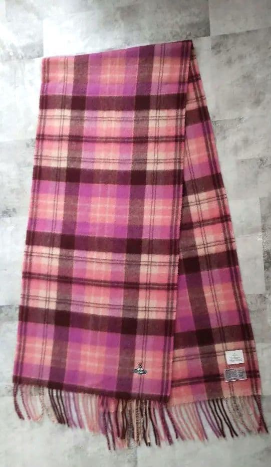 ヴィヴィアンウエストウッド⿻ カシミヤ100%洗えるマフラー カラーオーブ刺繍