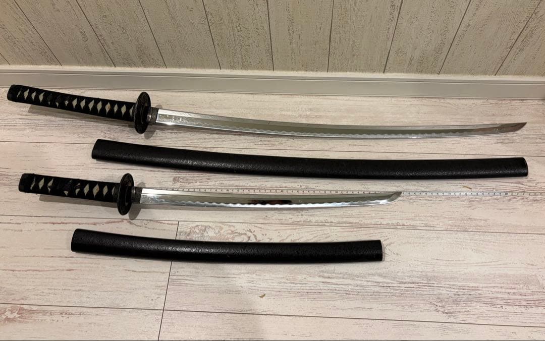 模造刀 黒鞘・黒柄 約105cm 約70cm 2本セット