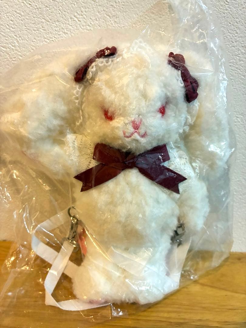 うさくみゃリュックミニミニ☆ホワイト★エンジ☆赤リボン