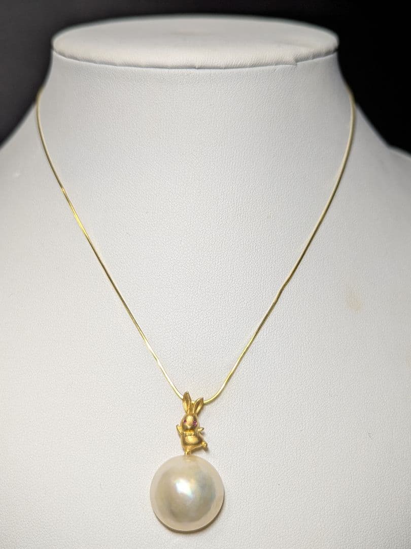 P03　マベパール　大粒17.4mm　ウサギ　SV　ペンダントトップ　CZダイヤ