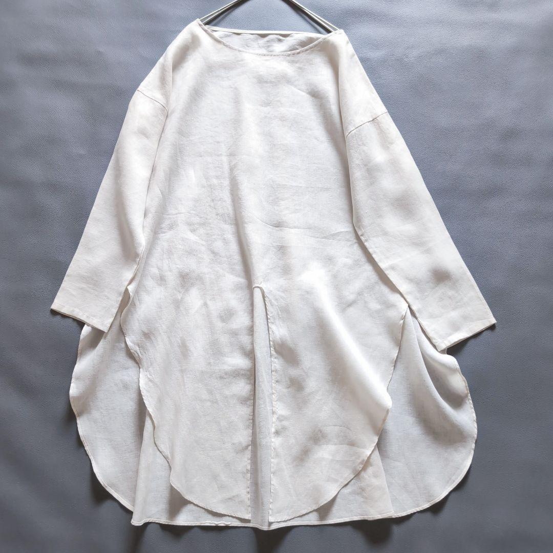 極美品✨23SSビアズリー 前結びリネンチュニックブラウス 麻