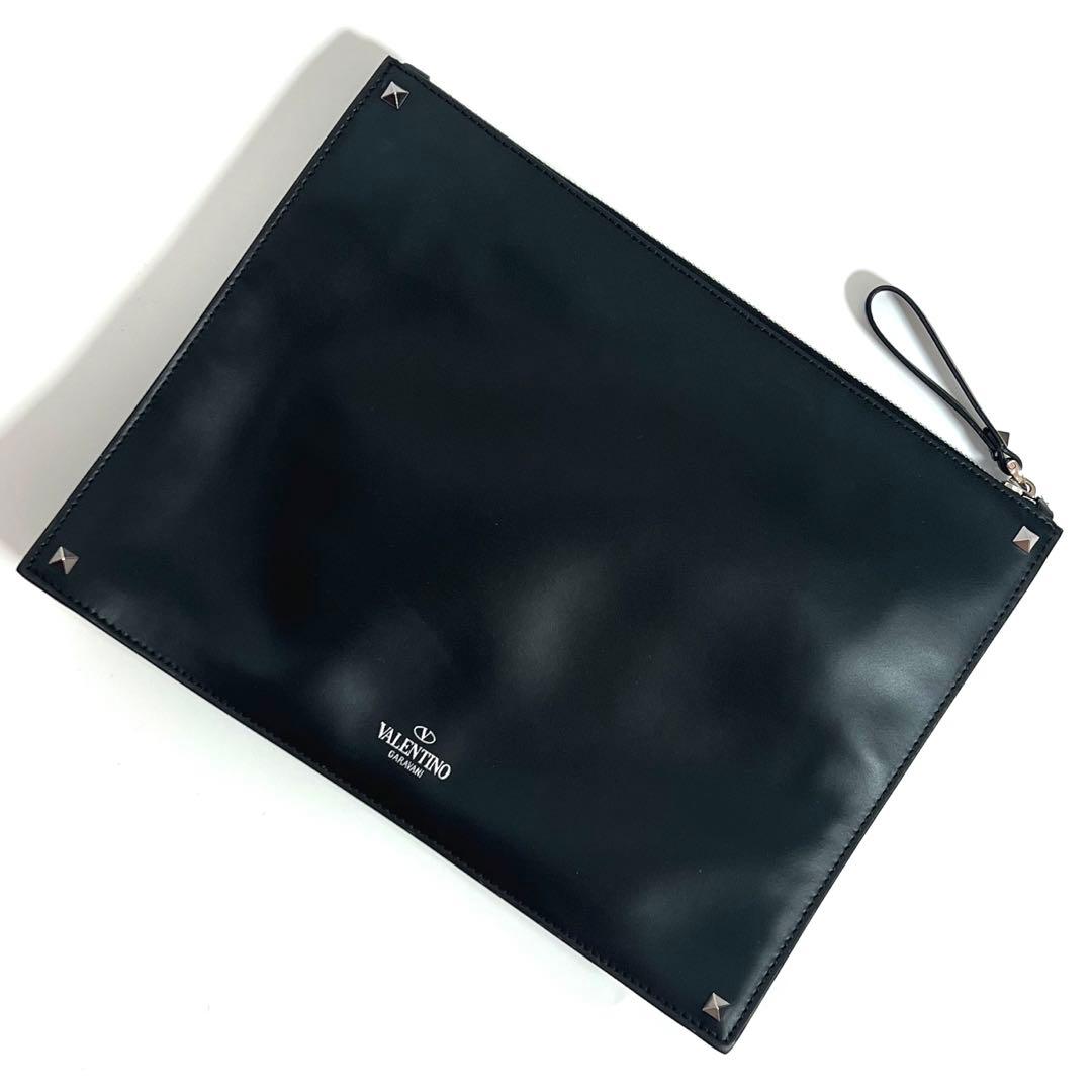 【極美品】 VALENTINO VLTN レザー クラッチバッグ ブラック