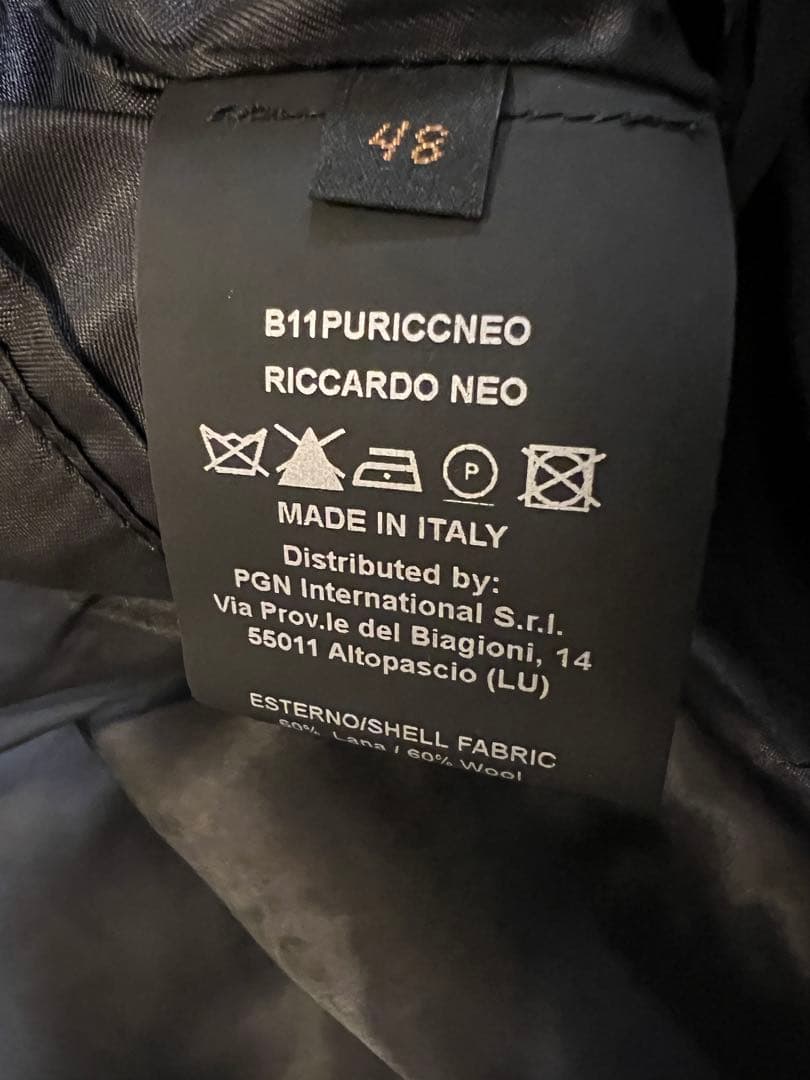 PALTO ヘリンボーン 4ボタンダブル ベルテッドコート 48