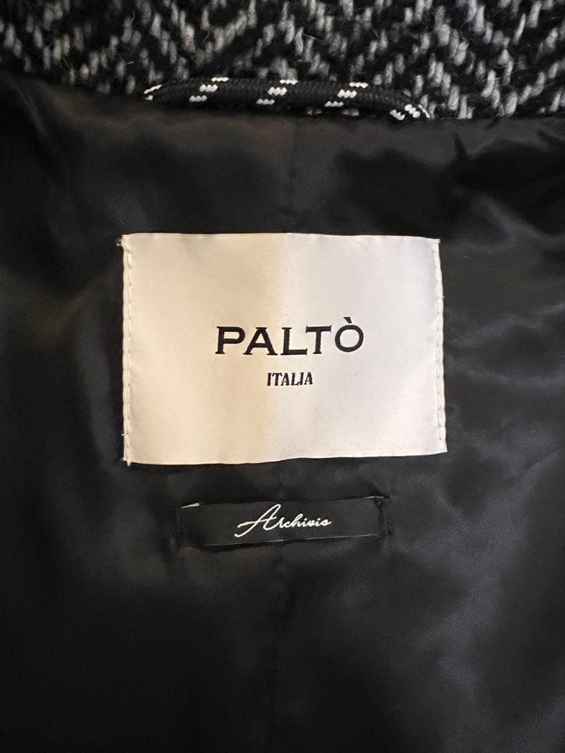 PALTO ヘリンボーン 4ボタンダブル ベルテッドコート 48