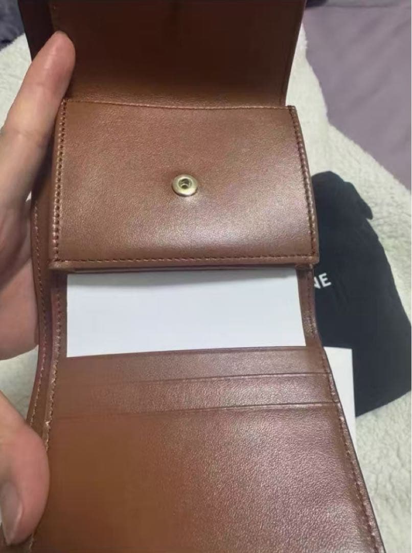 CELINE セリーヌ トリオンフ レザー 三つ折り 財布 ブラウン