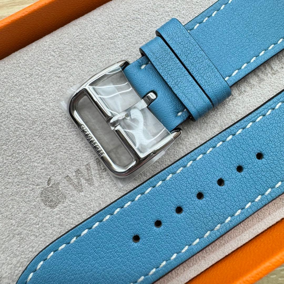 2162 Apple Watch エルメス　ブルー　HERMES レザー