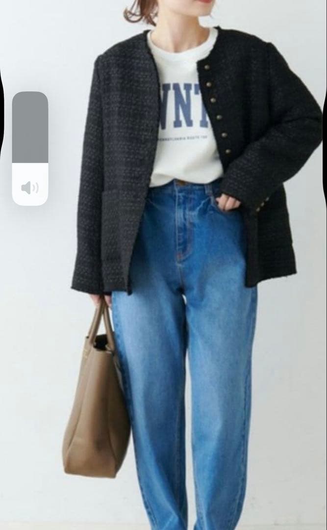 ピュアルセシンスラブツイード ノーカラージャケット pual ce cin