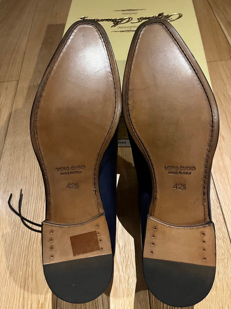 新品 ステファノブランキーニ 内羽根プレーントゥ ネイビー 伊製 サイズ42.5