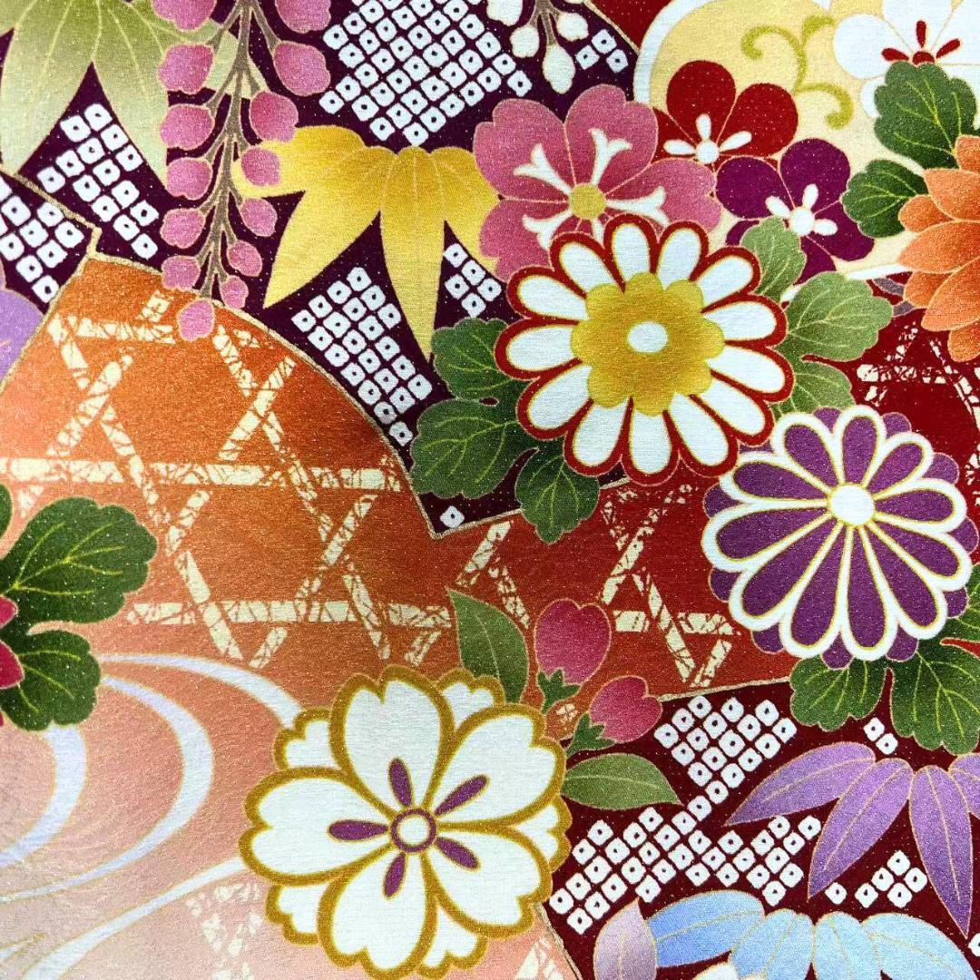 ≪早い者勝ち≫【美品】 振袖 正絹 古典柄 成人式 単品 赤 ラメ 198 ●