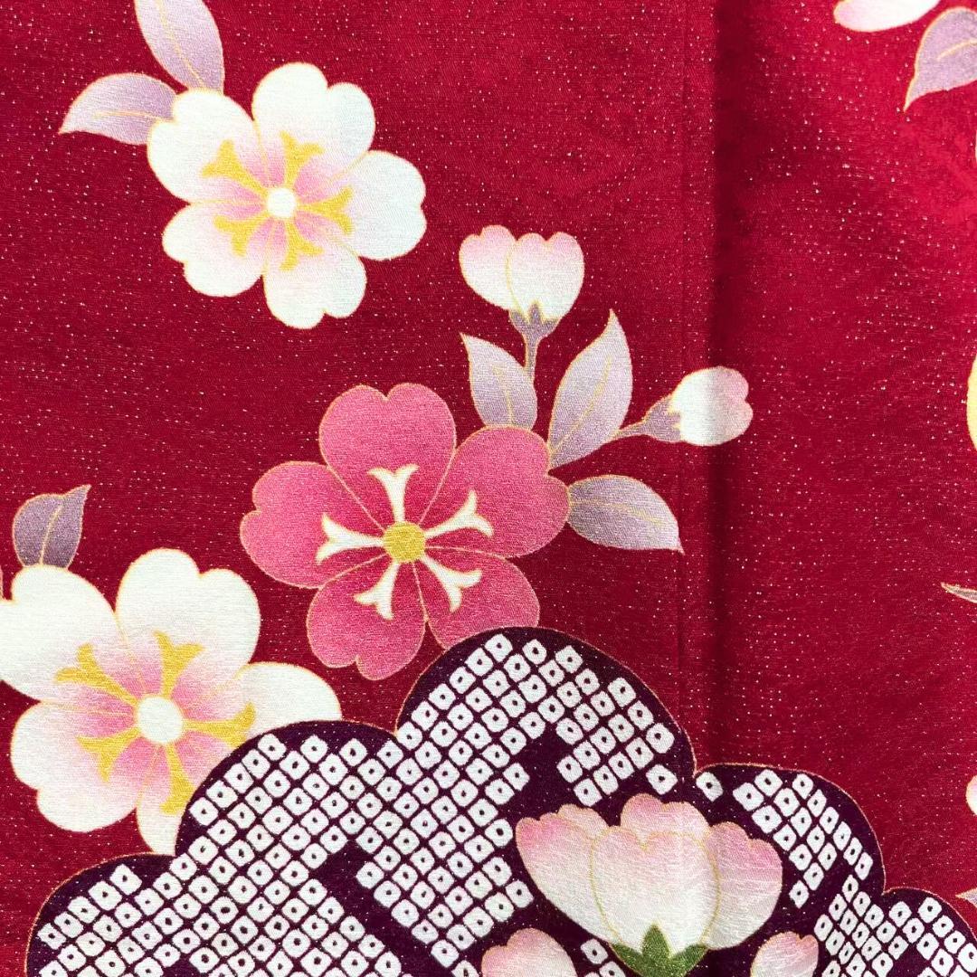 ≪早い者勝ち≫【美品】 振袖 正絹 古典柄 成人式 単品 赤 ラメ 198 ●