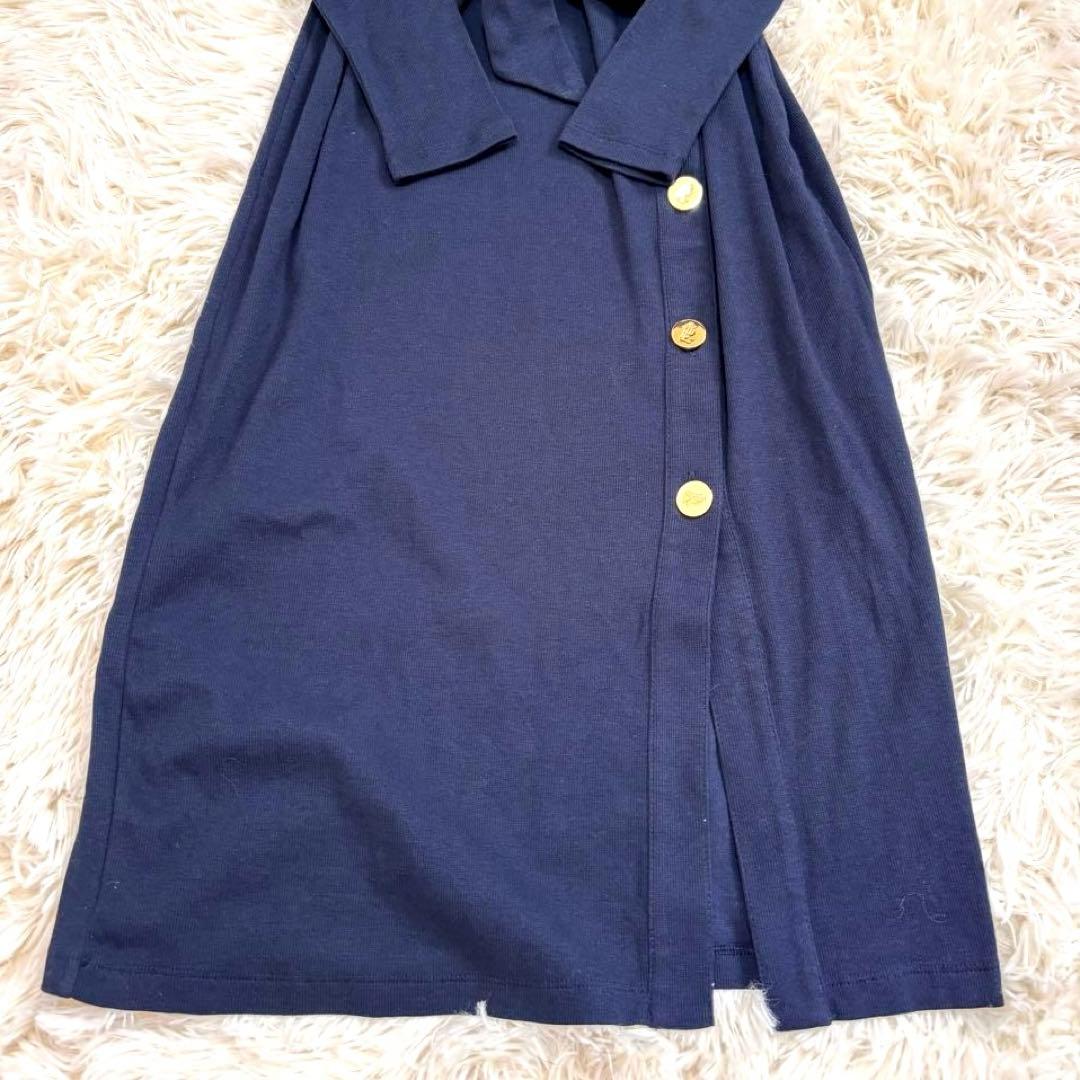 【美品】ローレンラルフローレン ベルテッド リブニット ドレス ネイビー XS
