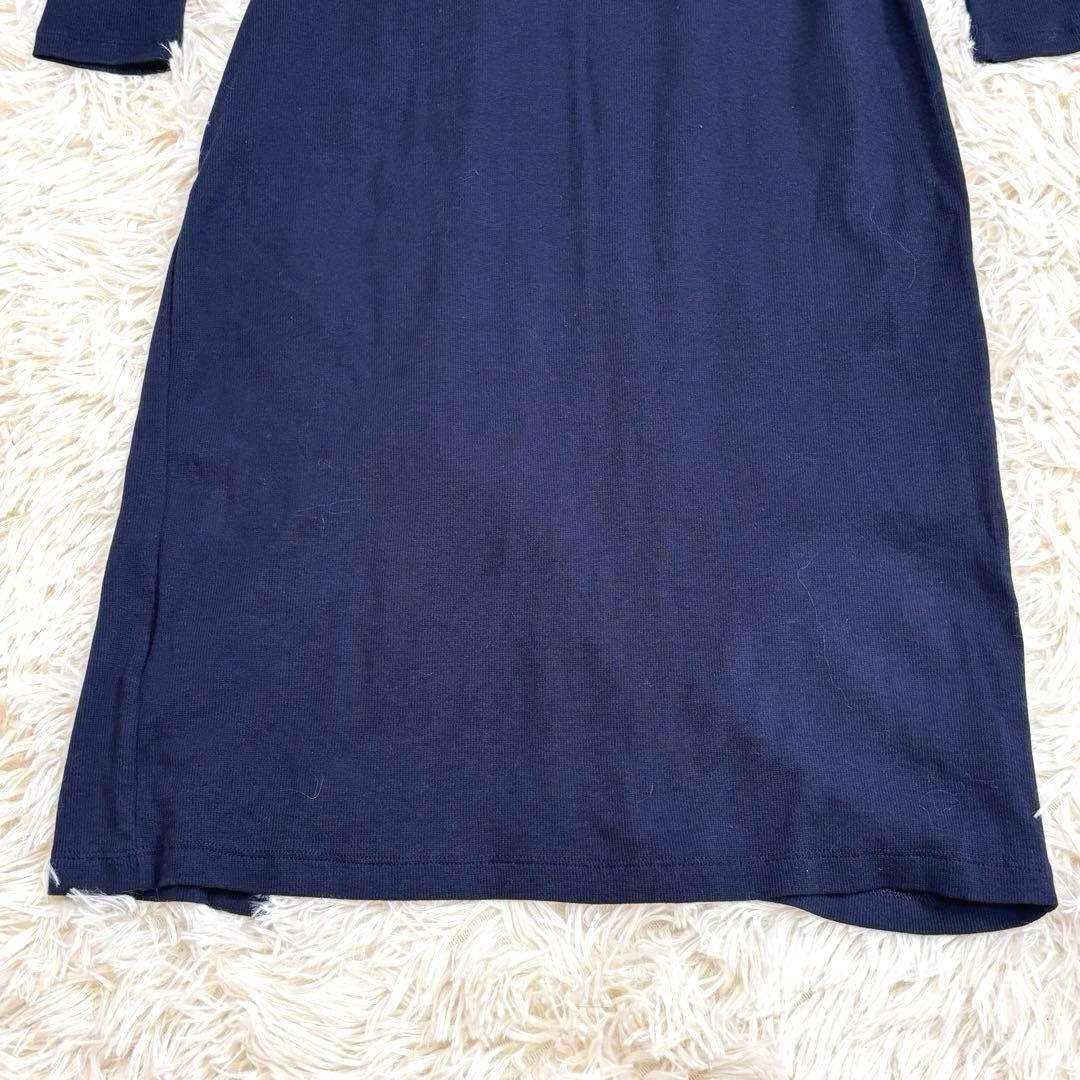 【美品】ローレンラルフローレン ベルテッド リブニット ドレス ネイビー XS