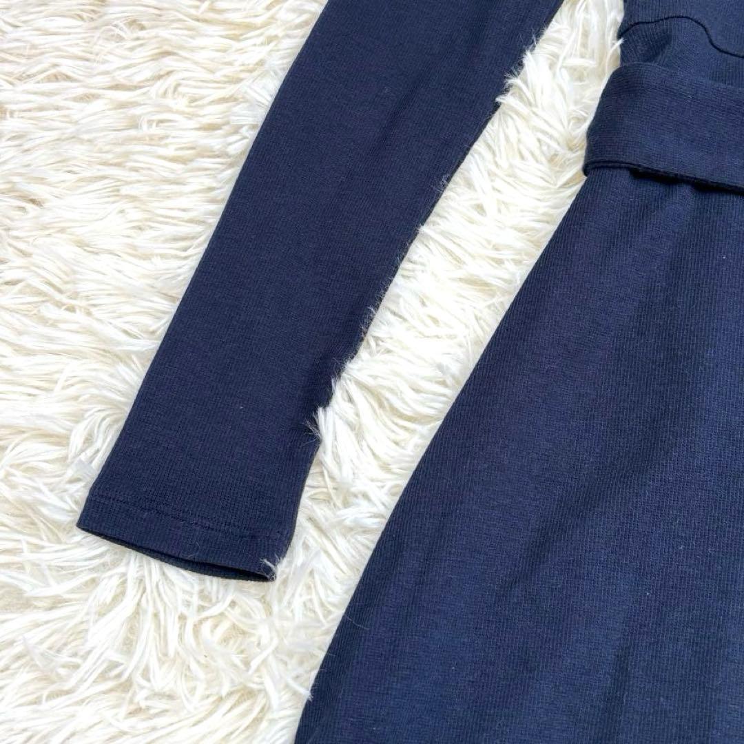 【美品】ローレンラルフローレン ベルテッド リブニット ドレス ネイビー XS